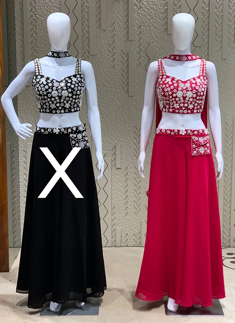 Rani Pink Traditional Semi-Stitched Real Georgette Pant Suit With Embroidery Work main image 1